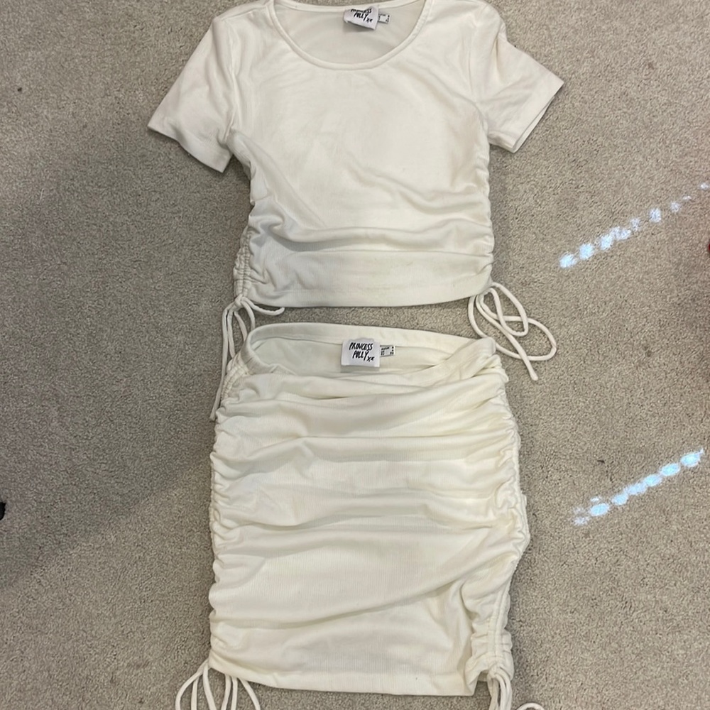 princess polly white top and skirt set